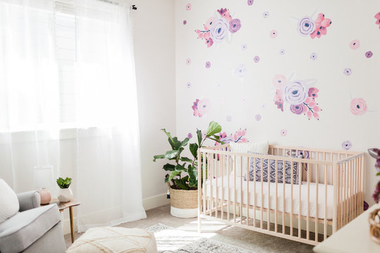 Bright floral baby girl nursery