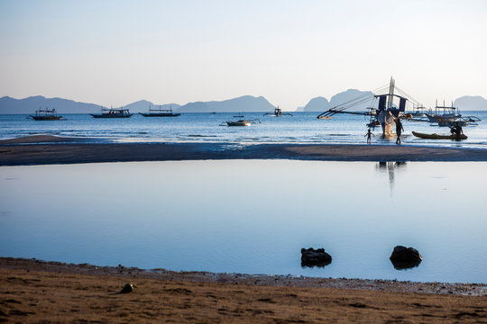Sunset in El Nido Beach in the Philippines