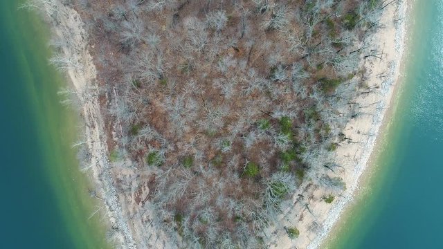 Overhead aerial, island in Table Rock Lake