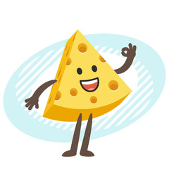 Cartoon Cheese Character showing a okay hand sign.