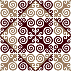 Kazakh ornaments. Seamless traditional carpet patterns of Kazakhs. Background, texture, design life of nomads. Ancient Turkic ornaments. Customs and traditions of Kazakhstan. Decorative art of nomads