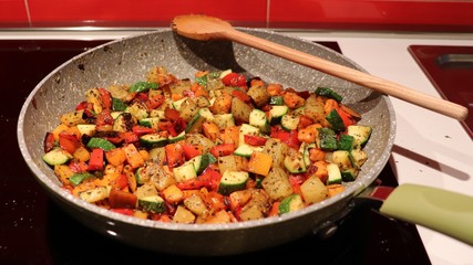 Me cooking the organic vegetables from the nearby farm
