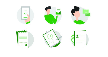 Commercial Business Icons for projects. work, green, payment mobille The Bank , contract , check, online services feedback, and a mobile app