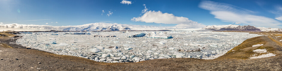 High Resolution Panoramic view with Jokulsarlon Glacier Lagoon, Iceland, Europe