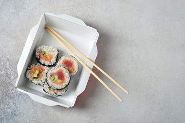 sushi with tuna - in paper packaging