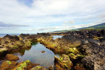 Fototapeta na wymiar Natural swimming pools in Biscoitos, Terceira, Azores islands, Portugal