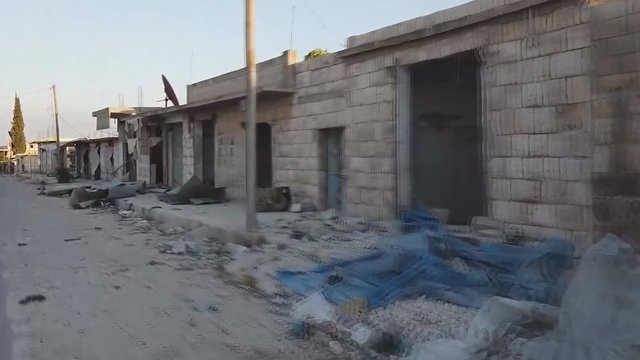 Syria, Deir ez-Zor. View of the destroyed houses in the city blocks.