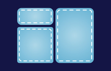 Design vector elements: empty blue blank or invitation dotted line. Mockup. Vector print templates. Set of banners.