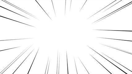 Naklejka premium Abstract comic book flash explosion radial lines on white background. Vector illustration superhero design. Bright black light strip burst. Flash ray blast glow. Speed lines Manga frame. Anime style.
