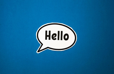 white cloud with the words Hello on a blue background