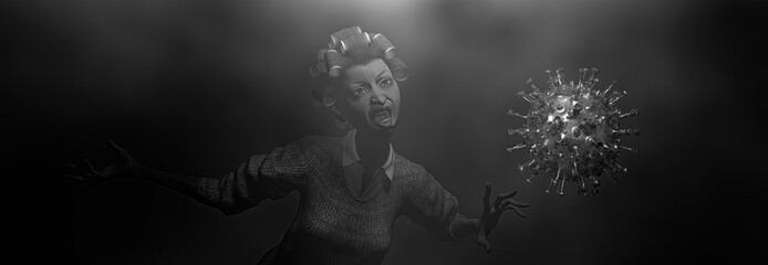 simulation of the coronavirus virus floating