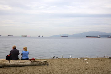 Fototapeta premium Vancouver, America - August 18, 2019: The English Bay, Vancouver, America