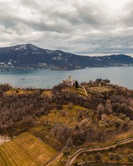 View from MontIsola Island with Lake Iseo. Italian landscape Dec-15-2019