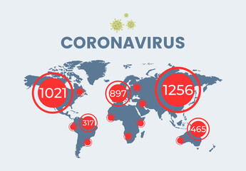 Epidemic of Covid-19 spread over the world flat banner concept. Quarantine, stop Coronavirus outbreak.