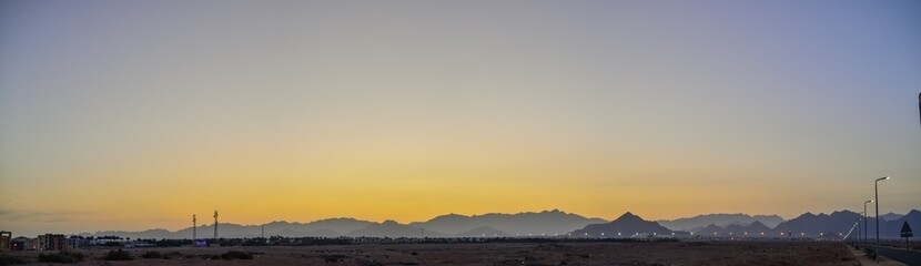 Fototapeta premium beautiful sunset panorama with amazing sky in egypt