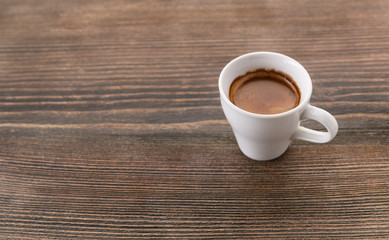 cup of coffee on a wooden background