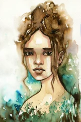 Papier Peint photo Inspiration picturale Un portrait beau et à la peau foncée d& 39 une femme