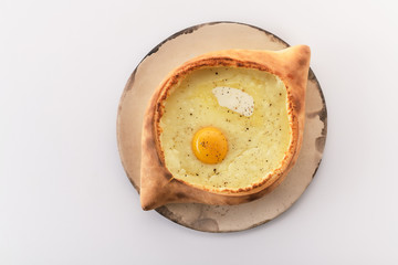Adjarian khachapuri on a white background