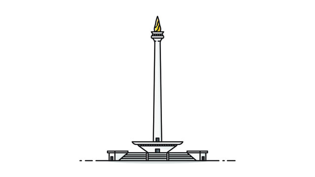 Monumen Nasional (MONAS) Indonesian monument landmark in Jakarta flat design vector illustration 