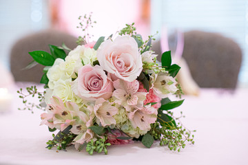 Romantic Pink  and white roses bridal bouquet