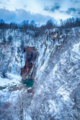 Plitvice lakes national park in Croatia in winter