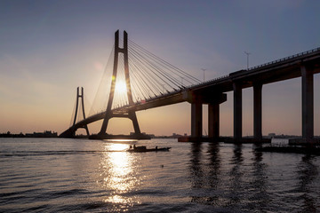 Fototapeta na wymiar Vam Cong Bridge in the afternoon
