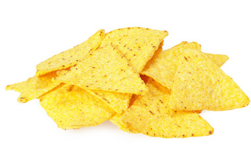 corn chips nachos isolated on white background