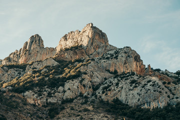 Mountain top with sunset.
