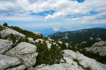 View from Velebit mountain on coastline