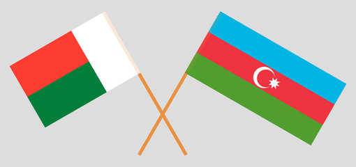 Crossed flags of Madagascar and Azerbaijan