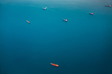 Aerial view oil and gas petrochemical tanker offshore Istanbul