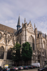 Obraz premium The beautiful gothic cathedral Saint-Michel et Sainte-Gudule St. Michael and St. Gudula Cathedral in Brussels.