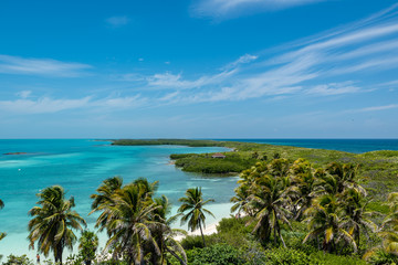 Top view of Contoy island in the caribbean sea (Quintana Roo, Mexico).