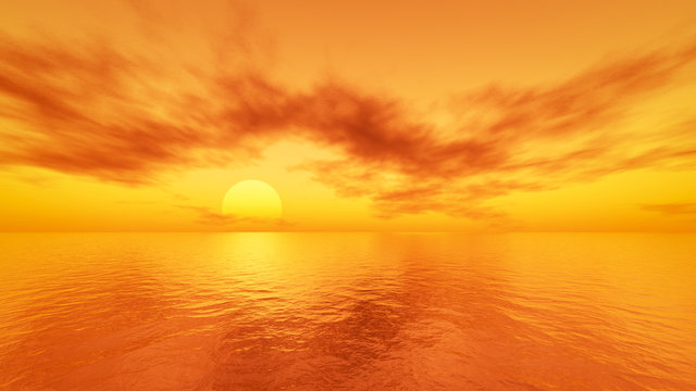 beautiful sunset at the calm ocean dream