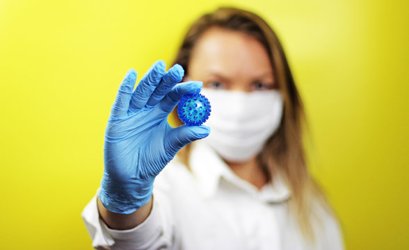 masked girl with gloves fight coronavirus