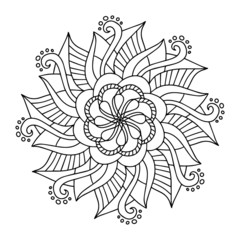 Seamless floral ornament element. Mandala. Ethnic motives. Coloring page. Vector illustration isolated on white background.