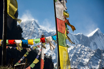 Tibetan Flags Around Annapurna Circuit