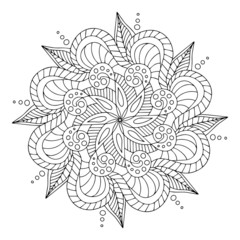 Fototapeta premium Seamless floral ornament element. Mandala. Ethnic motives. Coloring page. Vector illustration isolated on white background.