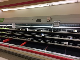 Stop and Shop shelves empty after shelter in place order issued by Massachusetts Governor Baker. Photo taken on March 23, 2020.