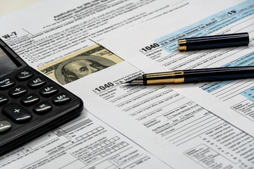 Naklejka na ściany i meble United States American IRS Internal Revenue Service income tax filing form 1040 for revenue