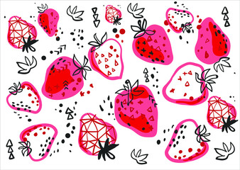 strawberry berries seamless pattern