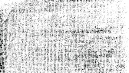 Distressed fabric texture. Vector texture of weaving fabric. Grunge background. Abstract halftone vector illustration. Overlay for interesting effect and depth. Black isolated on white background.