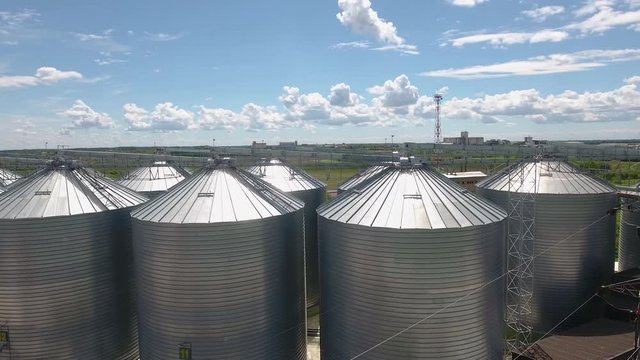 Huge metal silos for grain storage