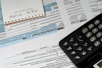 Tax forms 1040. U.S Individual Income Tax Return. Tax time.