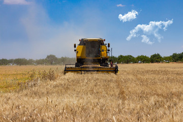 combine harvester working on a field