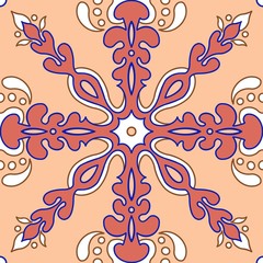 Colorful floral ornament. Seamless pattern element. Ethnic motives. Raster illustration.