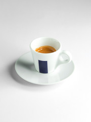 a cup of espresso coffee in white background