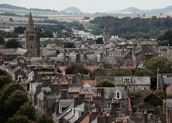 Fototapeta na wymiar panoramic view above town in scotland