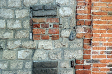 Pared collage de ladrillos