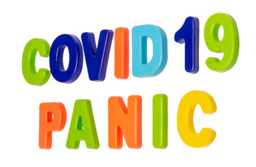 Text COVID-19 PANIC on a white background.